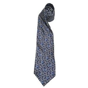 Fortnum & Mason London Navy Blue White Clover Print Floral Silk Neck Tie